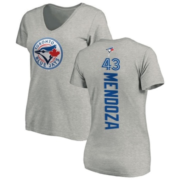 Women's Toronto Blue Jays Abdiel Mendoza ＃43 Backer Slim Fit T-Shirt Ash