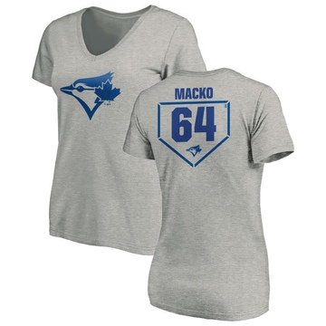 Women's Toronto Blue Jays Adam Macko ＃64 RBI Slim Fit V-Neck T-Shirt Heathered - Gray