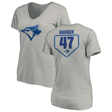 Women's Toronto Blue Jays Addison Barger ＃47 RBI Slim Fit V-Neck T-Shirt Heathered - Gray