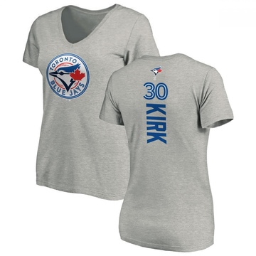 Women's Toronto Blue Jays Alejandro Kirk ＃30 Backer Slim Fit T-Shirt Ash