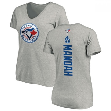 Women's Toronto Blue Jays Alek Manoah ＃6 Backer Slim Fit T-Shirt Ash