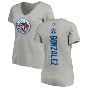 Women's Toronto Blue Jays Alex Gonzalez ＃8 Backer Slim Fit T-Shirt Ash
