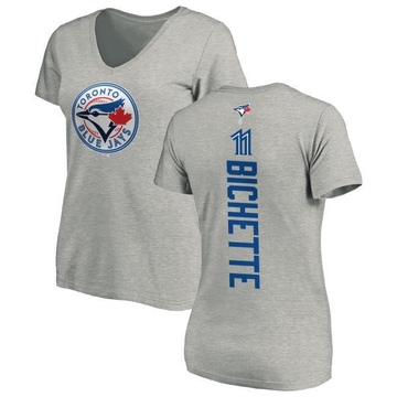 Women's Toronto Blue Jays Bo Bichette ＃11 Backer Slim Fit T-Shirt Ash