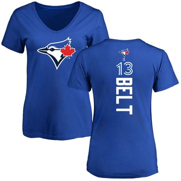 Women's Toronto Blue Jays Brandon Belt ＃13 Backer Slim Fit T-Shirt - Royal