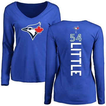 Women's Toronto Blue Jays Brendon Little ＃54 Backer Slim Fit Long Sleeve T-Shirt - Royal
