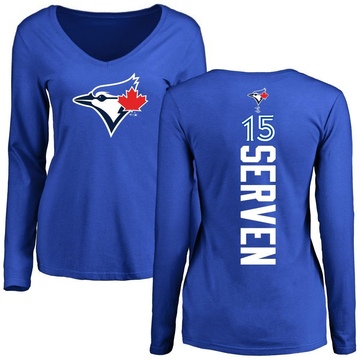 Women's Toronto Blue Jays Brian Serven ＃15 Backer Slim Fit Long Sleeve T-Shirt - Royal