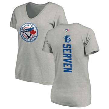 Women's Toronto Blue Jays Brian Serven ＃15 Backer Slim Fit T-Shirt Ash