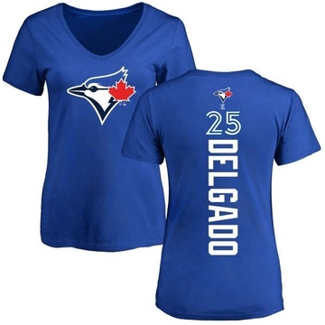 Women's Toronto Blue Jays Carlos Delgado ＃25 Backer Slim Fit T-Shirt - Royal