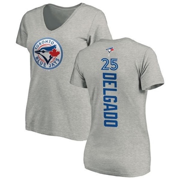 Women's Toronto Blue Jays Carlos Delgado ＃25 Backer Slim Fit T-Shirt Ash
