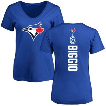 Women's Toronto Blue Jays Cavan Biggio ＃8 Backer Slim Fit T-Shirt - Royal