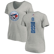 Women's Toronto Blue Jays Cavan Biggio ＃8 Backer Slim Fit T-Shirt Ash