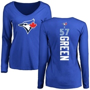 Women's Toronto Blue Jays Chad Green ＃57 Backer Slim Fit Long Sleeve T-Shirt - Royal