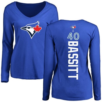 Women's Toronto Blue Jays Chris Bassitt ＃40 Backer Slim Fit Long Sleeve T-Shirt - Royal