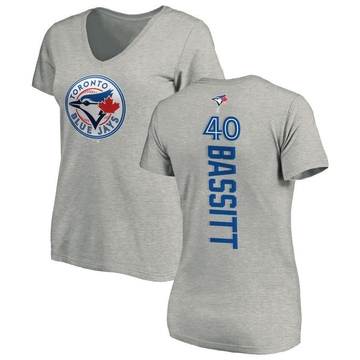 Women's Toronto Blue Jays Chris Bassitt ＃40 Backer Slim Fit T-Shirt Ash