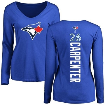 Women's Toronto Blue Jays Chris Carpenter ＃26 Backer Slim Fit Long Sleeve T-Shirt - Royal