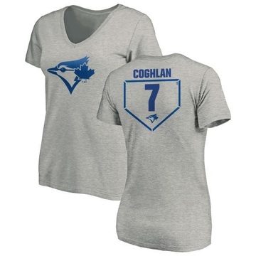 Women's Toronto Blue Jays Chris Coghlan ＃7 RBI Slim Fit V-Neck T-Shirt Heathered - Gray