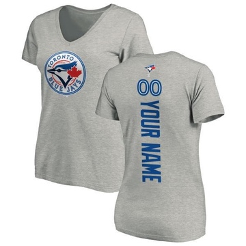 Women's Toronto Blue Jays Custom ＃00 Backer Slim Fit T-Shirt Ash