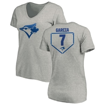 Women's Toronto Blue Jays Damaso Garcia ＃7 RBI Slim Fit V-Neck T-Shirt Heathered - Gray