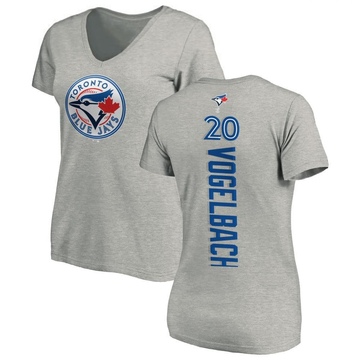 Women's Toronto Blue Jays Daniel Vogelbach ＃20 Backer Slim Fit T-Shirt Ash