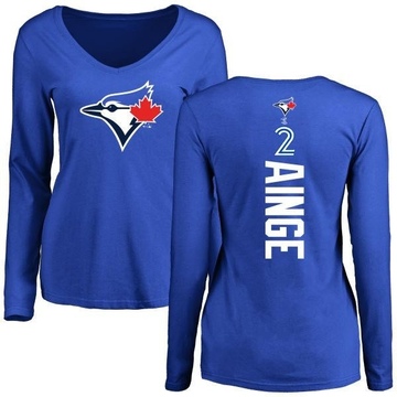 Women's Toronto Blue Jays Danny Ainge ＃2 Backer Slim Fit Long Sleeve T-Shirt - Royal