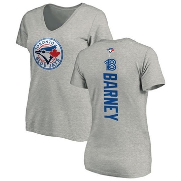 Women's Toronto Blue Jays Darwin Barney ＃18 Backer Slim Fit T-Shirt Ash
