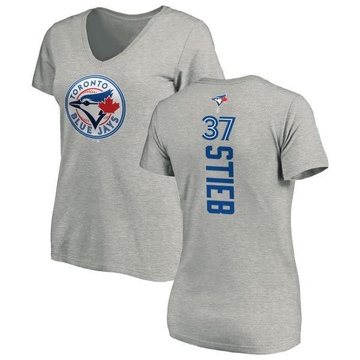 Women's Toronto Blue Jays Dave Stieb ＃37 Backer Slim Fit T-Shirt Ash