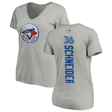 Women's Toronto Blue Jays Davis Schneider ＃36 Backer Slim Fit T-Shirt Ash