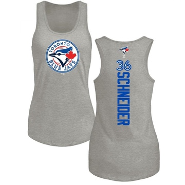 Women's Toronto Blue Jays Davis Schneider ＃36 Backer Tank Top Ash