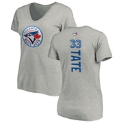 Women's Toronto Blue Jays Dillon Tate ＃33 Backer Slim Fit T-Shirt Ash