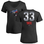 Women's Toronto Blue Jays Dillon Tate ＃33 Midnight Mascot V-Neck T-Shirt - Black