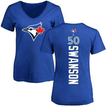 Women's Toronto Blue Jays Erik Swanson ＃50 Backer Slim Fit T-Shirt - Royal