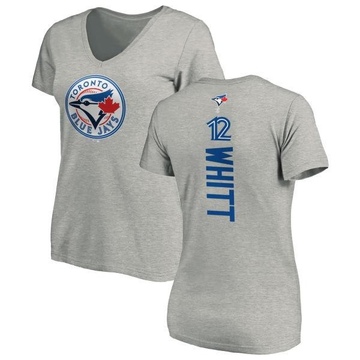 Women's Toronto Blue Jays Ernie Whitt ＃12 Backer Slim Fit T-Shirt Ash