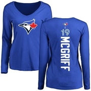 Women's Toronto Blue Jays Fred Mcgriff ＃19 Backer Slim Fit Long Sleeve T-Shirt - Royal