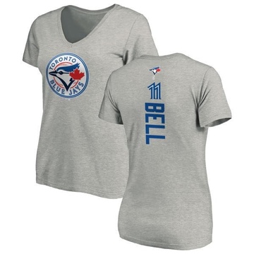 Women's Toronto Blue Jays George Bell ＃11 Backer Slim Fit T-Shirt Ash