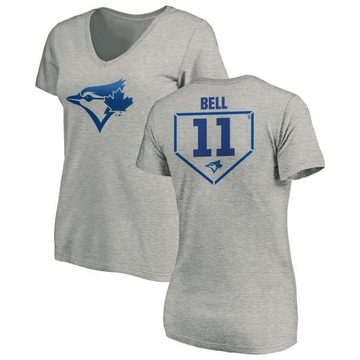 Women's Toronto Blue Jays George Bell ＃11 RBI Slim Fit V-Neck T-Shirt Heathered - Gray