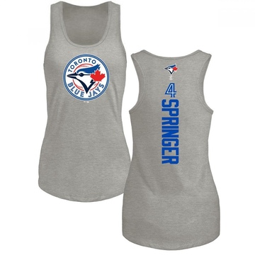 Women's Toronto Blue Jays George Springer ＃4 Backer Tank Top Ash