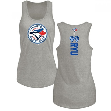 Women's Toronto Blue Jays Hyun Jin Ryu ＃99 Backer Tank Top Ash