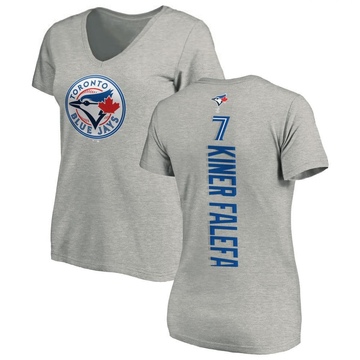 Women's Toronto Blue Jays Isiah Kiner-Falefa ＃7 Backer Slim Fit T-Shirt Ash