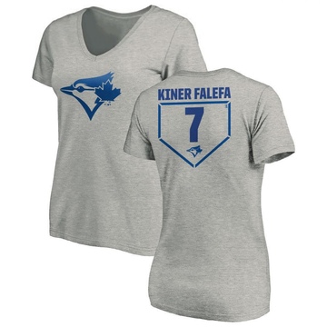 Women's Toronto Blue Jays Isiah Kiner-Falefa ＃7 RBI Slim Fit V-Neck T-Shirt Heathered - Gray