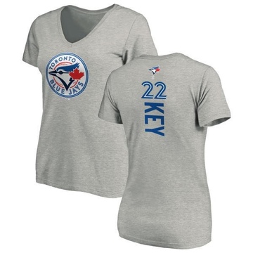 Women's Toronto Blue Jays Jimmy Key ＃22 Backer Slim Fit T-Shirt Ash