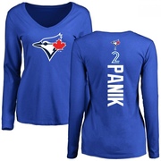 Women's Toronto Blue Jays Joe Panik ＃2 Backer Slim Fit Long Sleeve T-Shirt - Royal