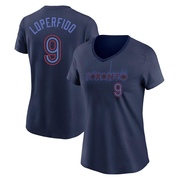 Women's Toronto Blue Jays Joey Loperfido ＃9 2024 City Connect Name & Number V-Neck T-Shirt - Navy