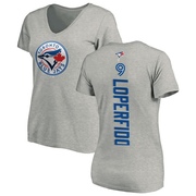 Women's Toronto Blue Jays Joey Loperfido ＃9 Backer Slim Fit T-Shirt Ash