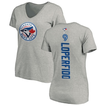 Women's Toronto Blue Jays Joey Loperfido ＃9 Backer Slim Fit T-Shirt Ash