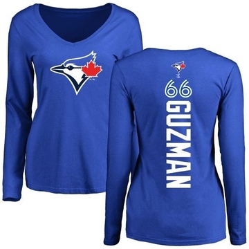 Women's Toronto Blue Jays Juan Guzman ＃66 Backer Slim Fit Long Sleeve T-Shirt - Royal