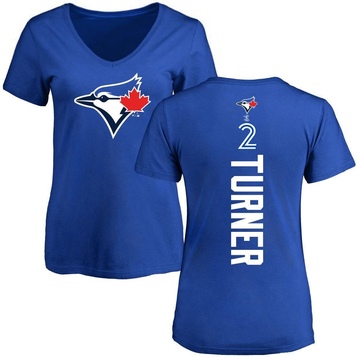 Women's Toronto Blue Jays Justin Turner ＃2 Backer Slim Fit T-Shirt - Royal