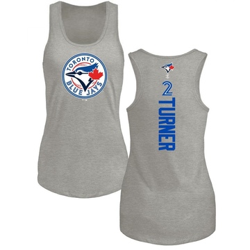 Women's Toronto Blue Jays Justin Turner ＃2 Backer Tank Top Ash