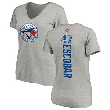 Women's Toronto Blue Jays Kelvim Escobar ＃47 Backer Slim Fit T-Shirt Ash
