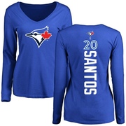 Women's Toronto Blue Jays Luis De Los Santos ＃20 Backer Slim Fit Long Sleeve T-Shirt - Royal