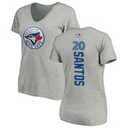 Women's Toronto Blue Jays Luis De Los Santos ＃20 Backer Slim Fit T-Shirt Ash